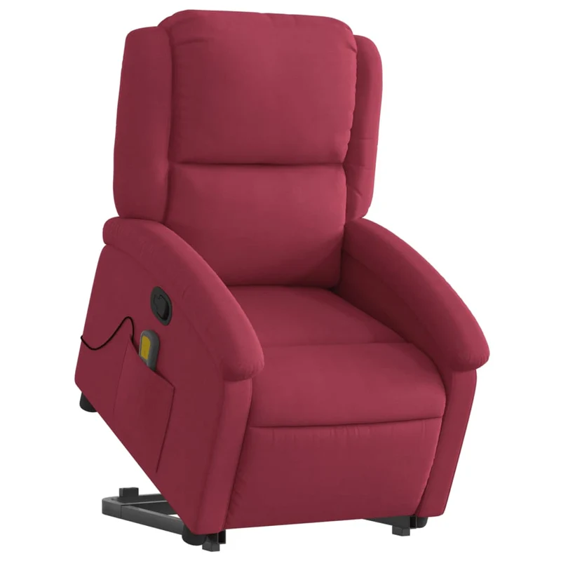 Fauteuil de relaxation TV fonction massage inclinable levage électrique en velours rouge bordeaux DEC027098