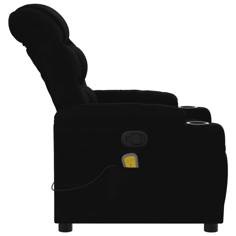 Fauteuil de relaxation TV fonction massage inclinable 6 points de massage en tissu noir DEC027051