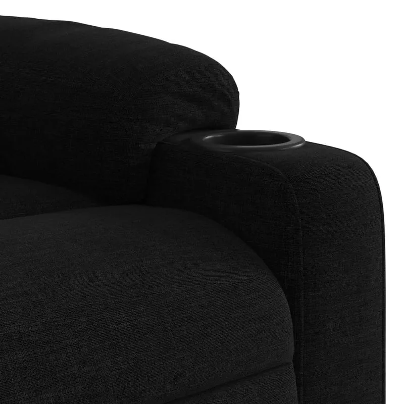 Fauteuil de relaxation TV fonction massage inclinable 6 points de massage en tissu noir DEC027051
