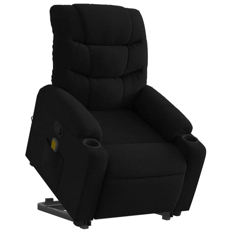 Fauteuil de relaxation TV fonction massage inclinable levage électrique en tissu noir DEC027047