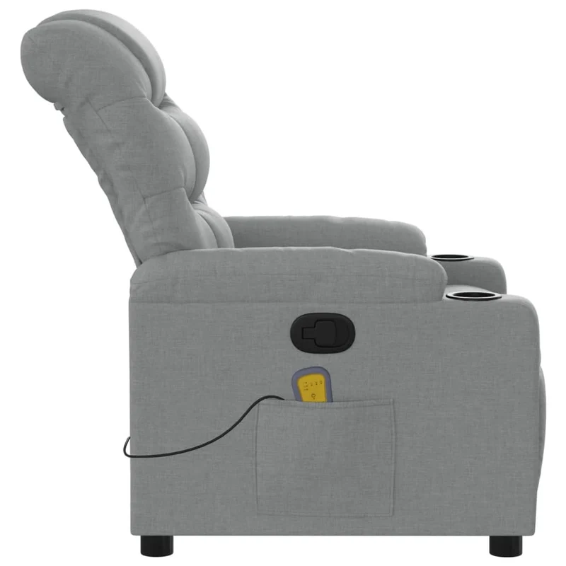 Fauteuil de relaxation TV fonction massage inclinable 6 points de massage en tissu gris clair DEC026916