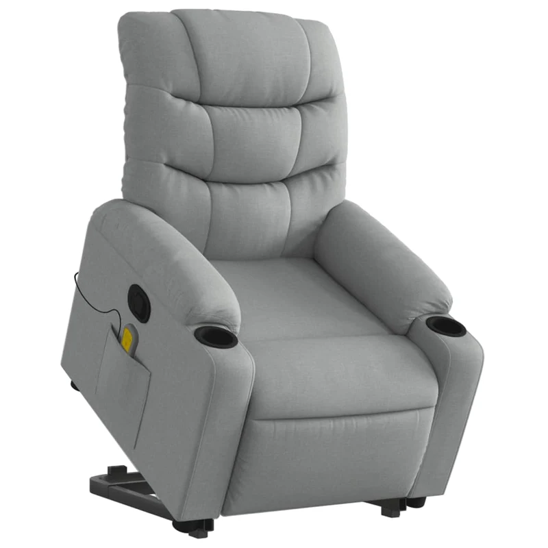 Fauteuil de relaxation TV fonction massage inclinable levage électrique en tissu gris clair DEC026904