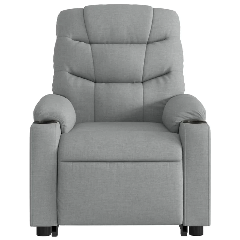 Fauteuil de relaxation TV fonction massage inclinable levage électrique en tissu gris clair DEC026904