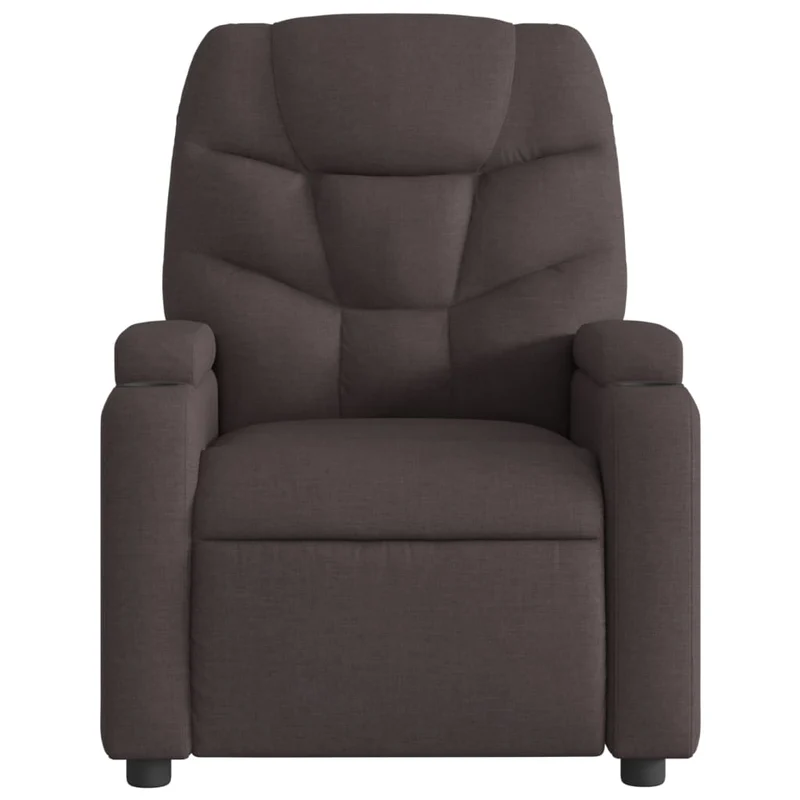 Fauteuil de relaxation TV fonction massage inclinable 6 points de massage en tissu marron foncé DEC026991