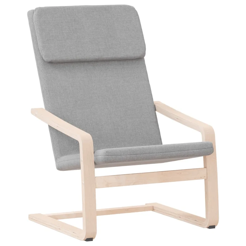 Fauteuil chaise de canapé design simple en tissu gris clair et bois de bouleau DEC026668