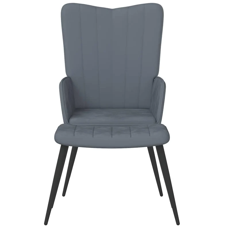Fauteuil lounge chaise de canapé design moderne avec repose-pieds en velours gris foncé DEC026524