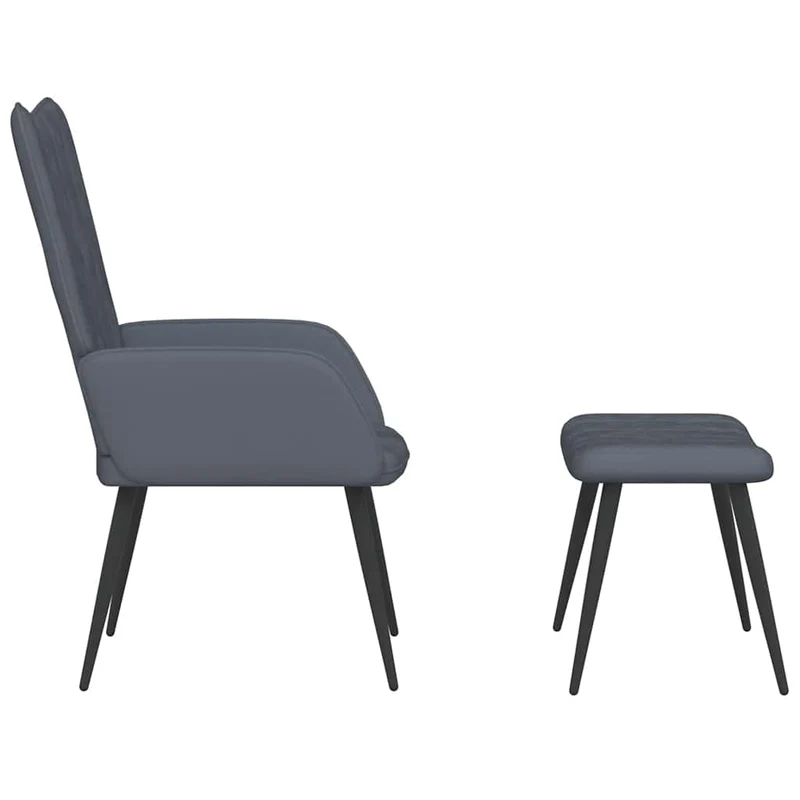Fauteuil lounge chaise de canapé design moderne avec repose-pieds en velours gris foncé DEC026524