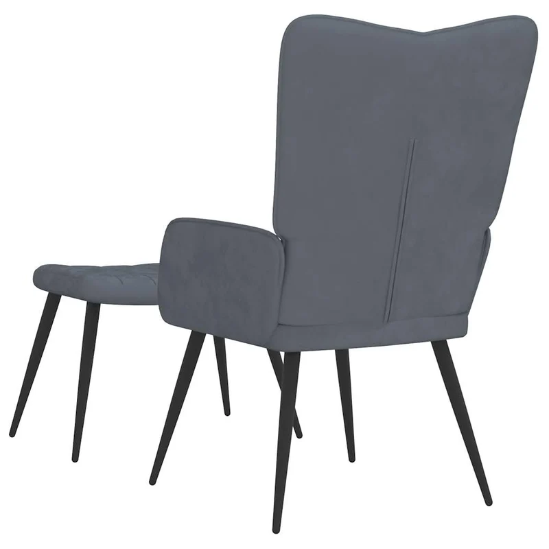 Fauteuil lounge chaise de canapé design moderne avec repose-pieds en velours gris foncé DEC026524