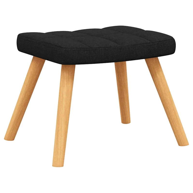 Fauteuil lounge chaise de canapé design moderne avec repose-pieds en tissu noir et bois DEC026608