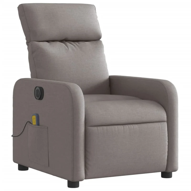 Fauteuil de relaxation TV fonction massage inclinable électrique en tissu taupe DEC027269