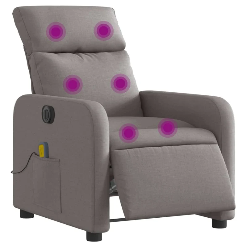 Fauteuil de relaxation TV fonction massage inclinable électrique en tissu taupe DEC027269