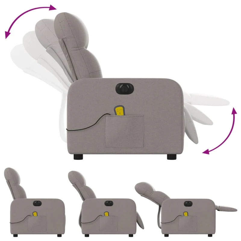 Fauteuil de relaxation TV fonction massage inclinable électrique 6 points de massage en tissu taupe DEC027267
