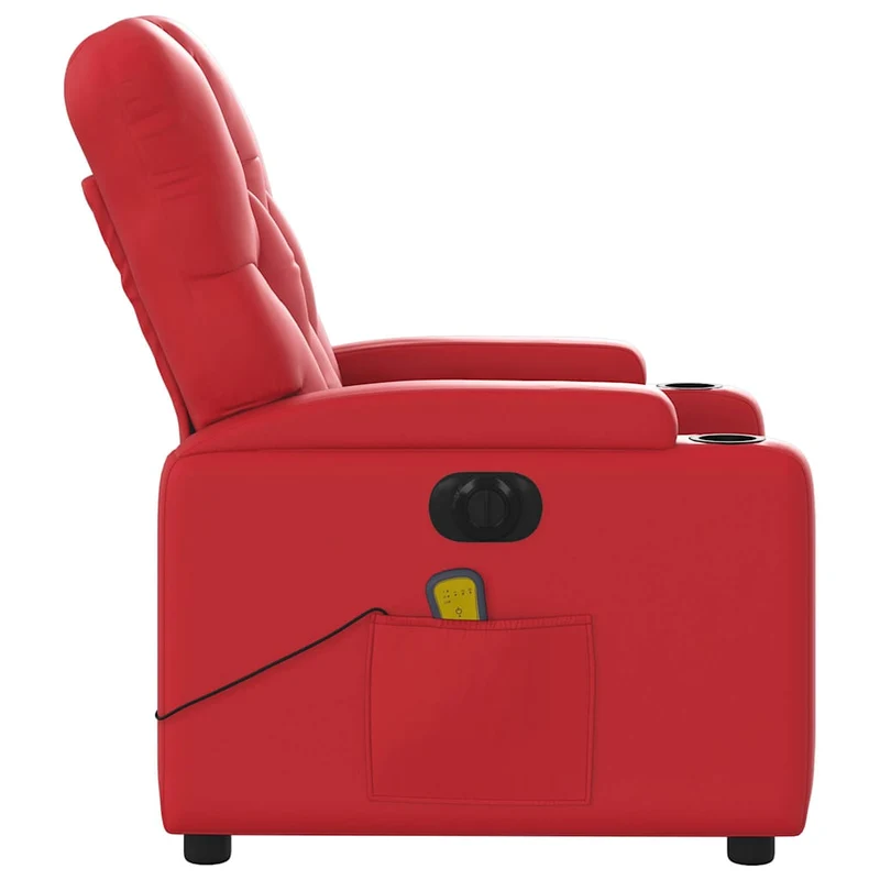 Fauteuil de relaxation TV fonction massage inclinable électrique 6 points de massage en PVC rouge DEC027263