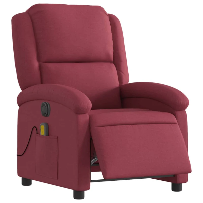 Fauteuil de relaxation TV fonction massage inclinable électrique 6 points de massage en tissu rouge bordeaux DEC027247