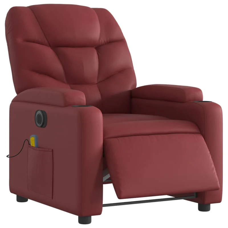 Fauteuil de relaxation TV fonction massage inclinable électrique en PVC rouge bordeaux DEC027242