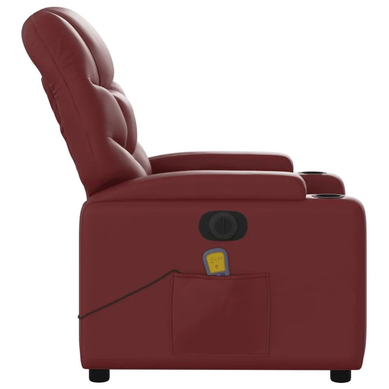 Fauteuil de relaxation TV fonction massage inclinable électrique en PVC rouge bordeaux DEC027242