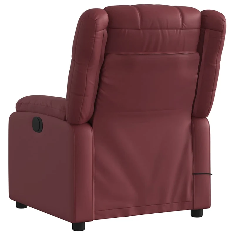 Fauteuil de relaxation TV fonction massage inclinable électrique en PVC rouge bordeaux DEC027237
