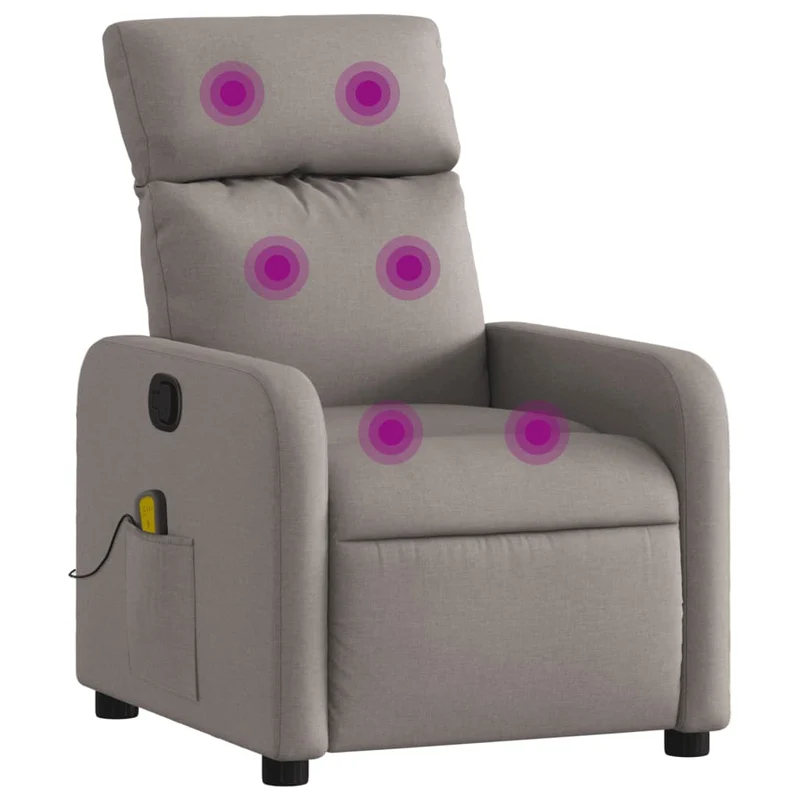 Fauteuil de relaxation TV fonction massage inclinable 6 points de massage en tissu taupe DEC027116