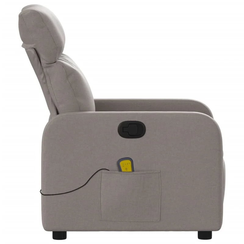 Fauteuil de relaxation TV fonction massage inclinable 6 points de massage en tissu taupe DEC027116