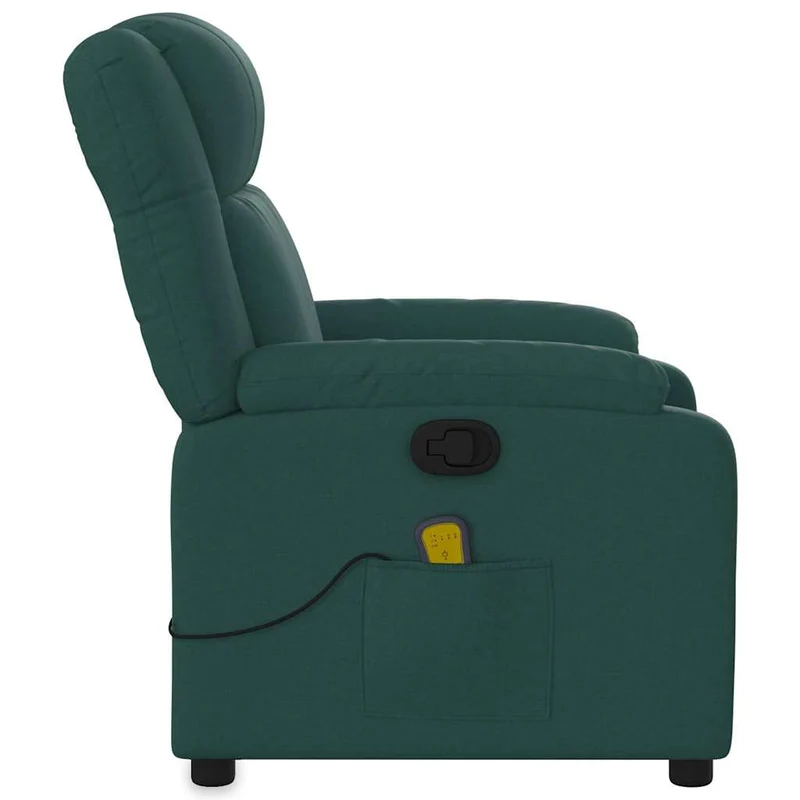 Fauteuil de relaxation TV fonction massage inclinable 6 points de massage en tissu vert foncé DEC027117
