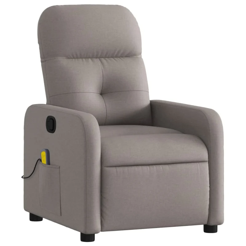 Fauteuil de relaxation TV fonction massage inclinable 6 points de massage en tissu taupe DEC027115