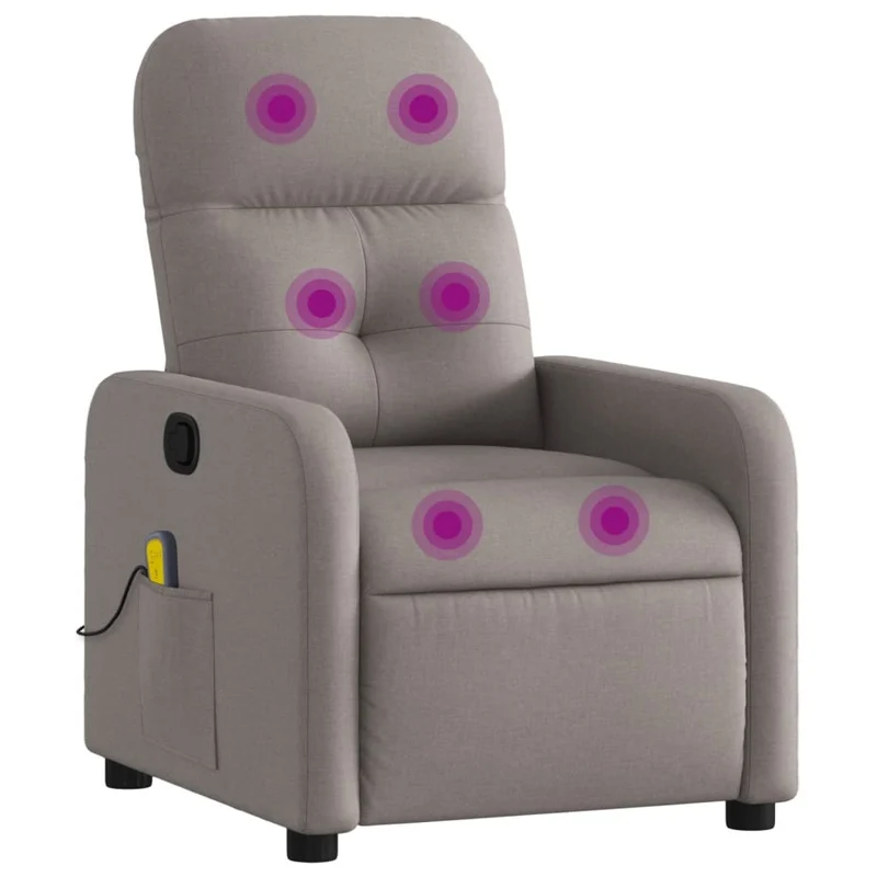 Fauteuil de relaxation TV fonction massage inclinable 6 points de massage en tissu taupe DEC027115