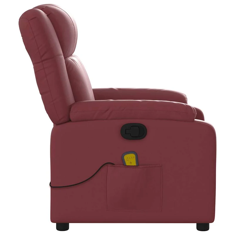 Fauteuil de relaxation TV fonction massage inclinable 6 points de massage en PVC rouge bordeaux DEC027082