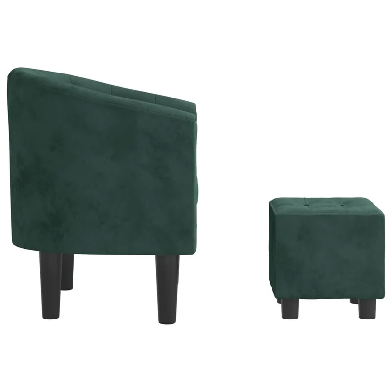 Fauteuil lounge design moderne avec repose-pieds dossier arrondi en velours vert foncé DEC026847