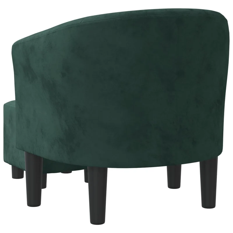 Fauteuil lounge design moderne avec repose-pieds dossier arrondi en velours vert foncé DEC026847