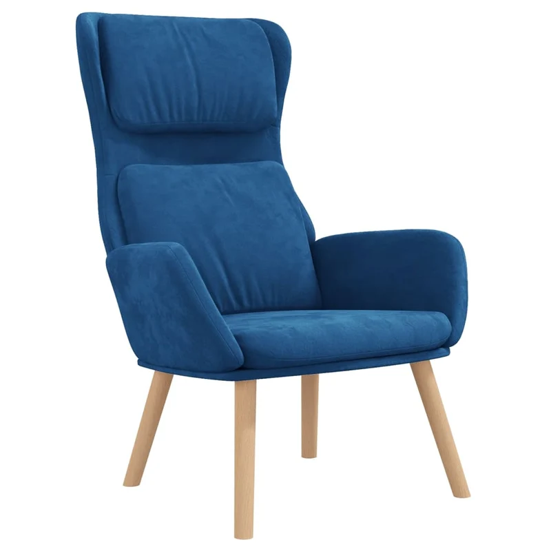 Fauteuil lounge chaise de canapé design moderne en velours bleu DEC026648