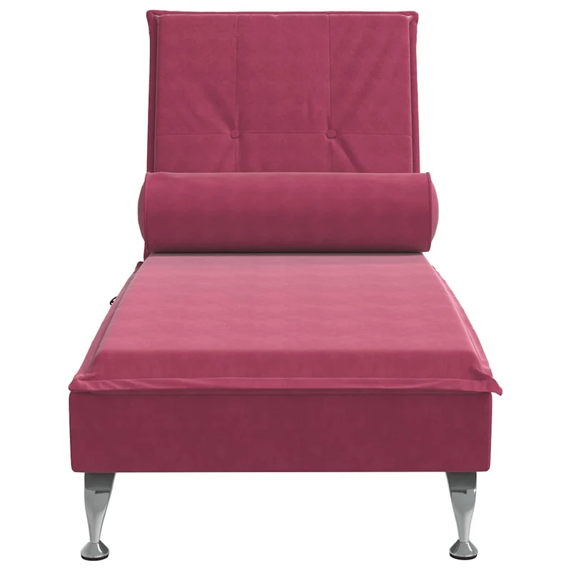 Méridienne chaise longue pour intérieur de massage avec traversin en velours rouge bordeaux DEC026160