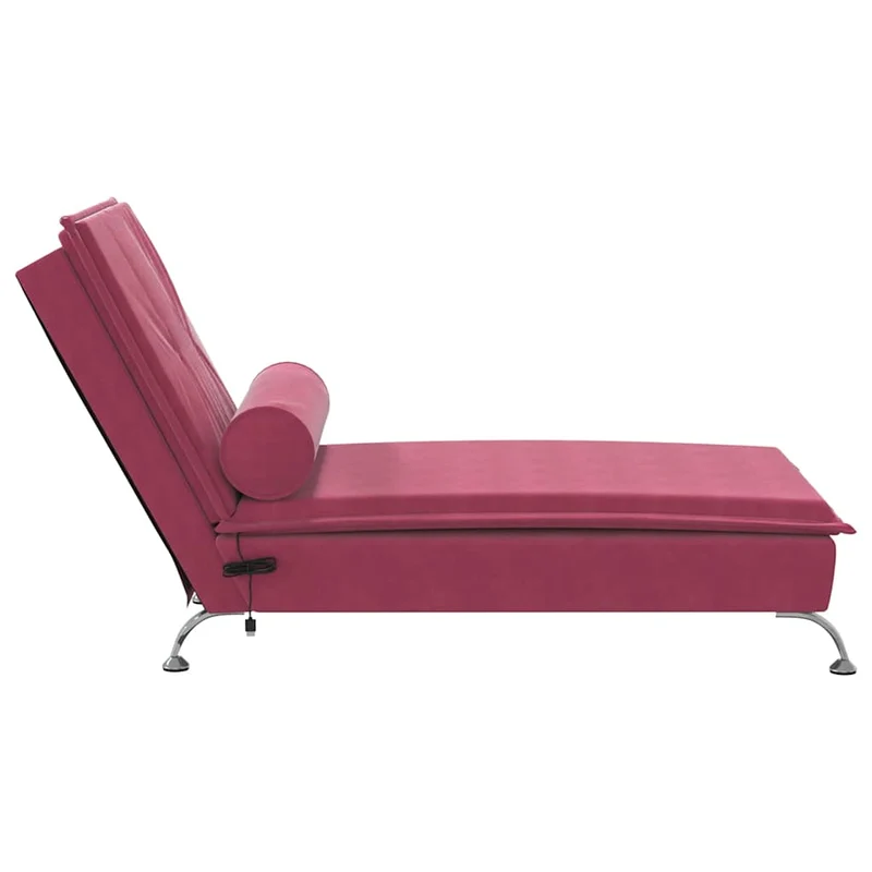 Méridienne chaise longue pour intérieur de massage avec traversin en velours rouge bordeaux DEC026160