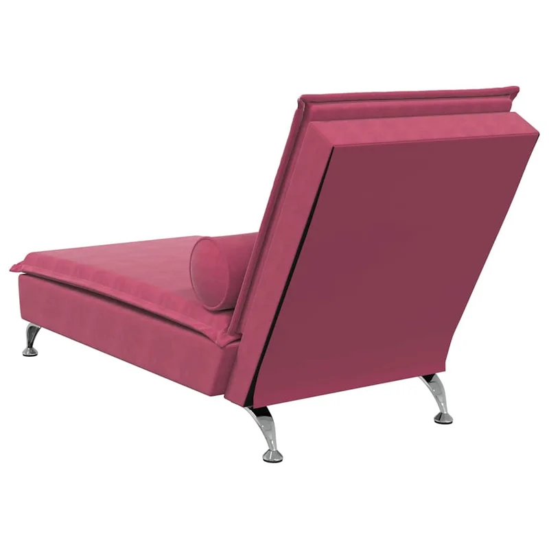 Méridienne chaise longue pour intérieur de massage avec traversin en velours rouge bordeaux DEC026160