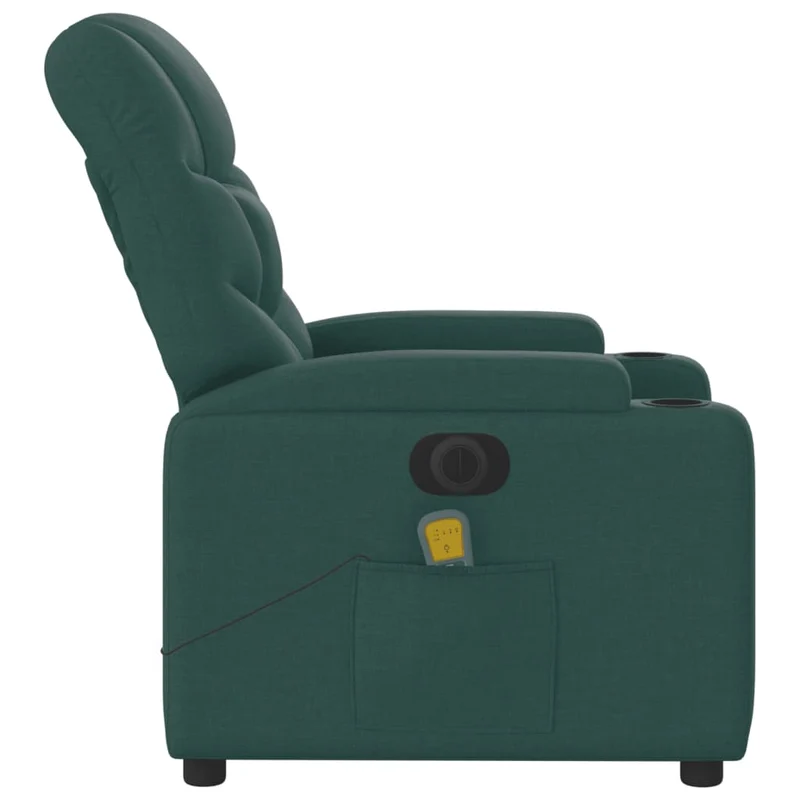 Fauteuil de relaxation TV fonction massage inclinable électrique 6 points de massage en tissu vert foncé DEC027282