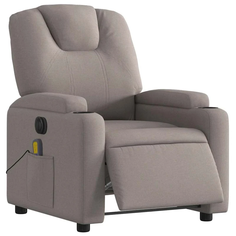 Fauteuil de relaxation TV fonction massage inclinable électrique en tissu taupe DEC027272