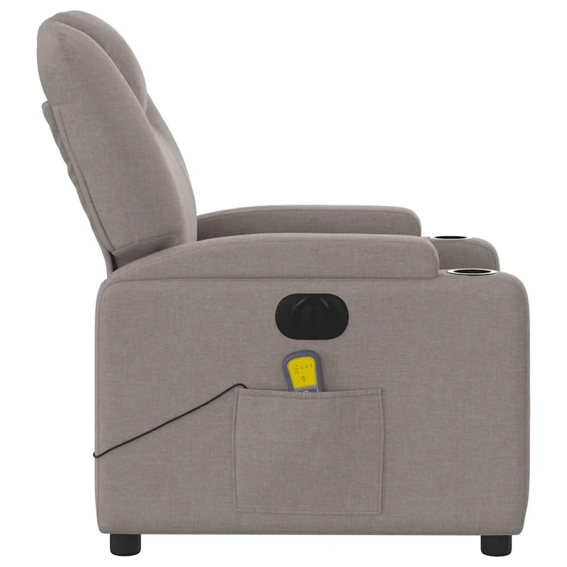Fauteuil de relaxation TV fonction massage inclinable électrique en tissu taupe DEC027272