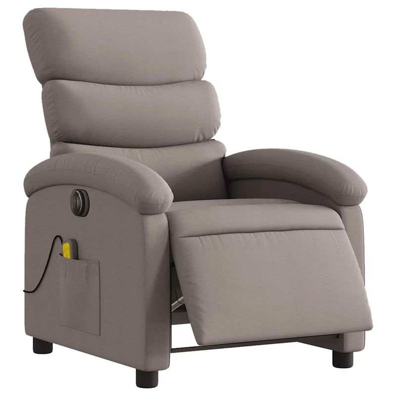Fauteuil de relaxation TV fonction massage inclinable électrique 6 points de massage en tissu taupe DEC027270