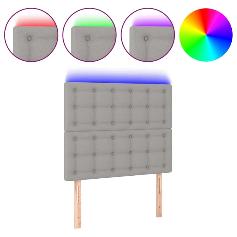 Tête de lit accessoire couchage chambre à coucher meuble à LED capitonné 100 x 5 x 118/128 cm tissu gris clair TDL0201462