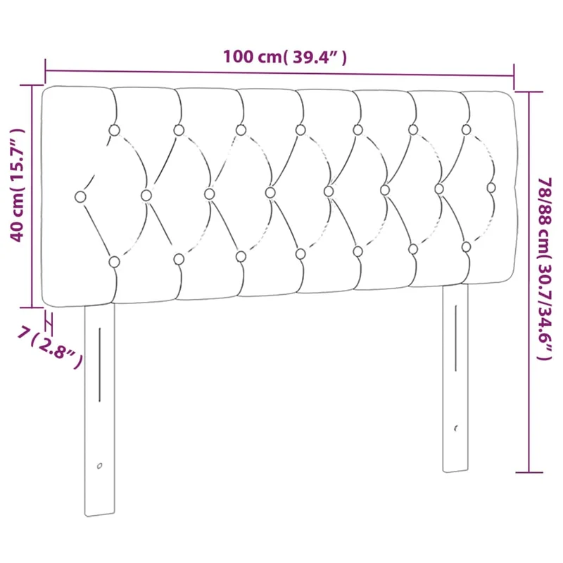 Tête de lit accessoire couchage chambre à coucher meuble à LED 100 x 7 x 78/88 cm tissu gris clair TDL0201440