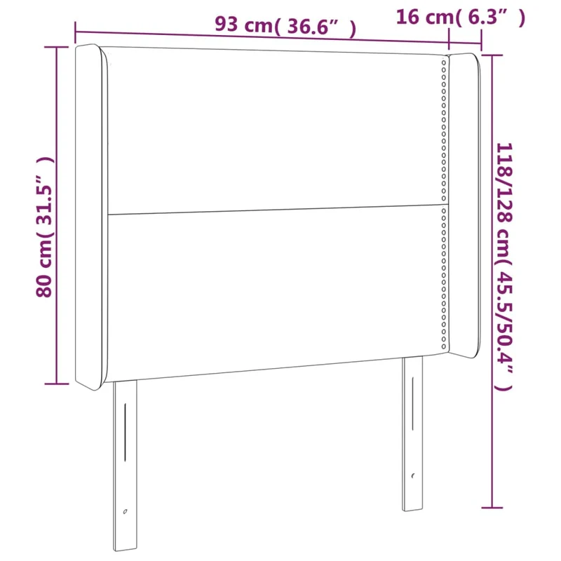Tête de lit accessoire couchage chambre à coucher meuble à LED 93 x 16 x 118/128 cm tissu gris clair TDL0201227