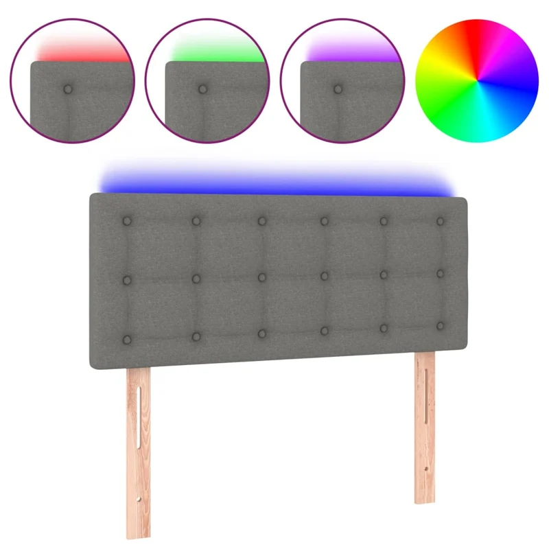 Tête de lit accessoire couchage chambre à coucher meuble à LED 100 x 5 x 78/88 cm tissu gris foncé TDL0201197