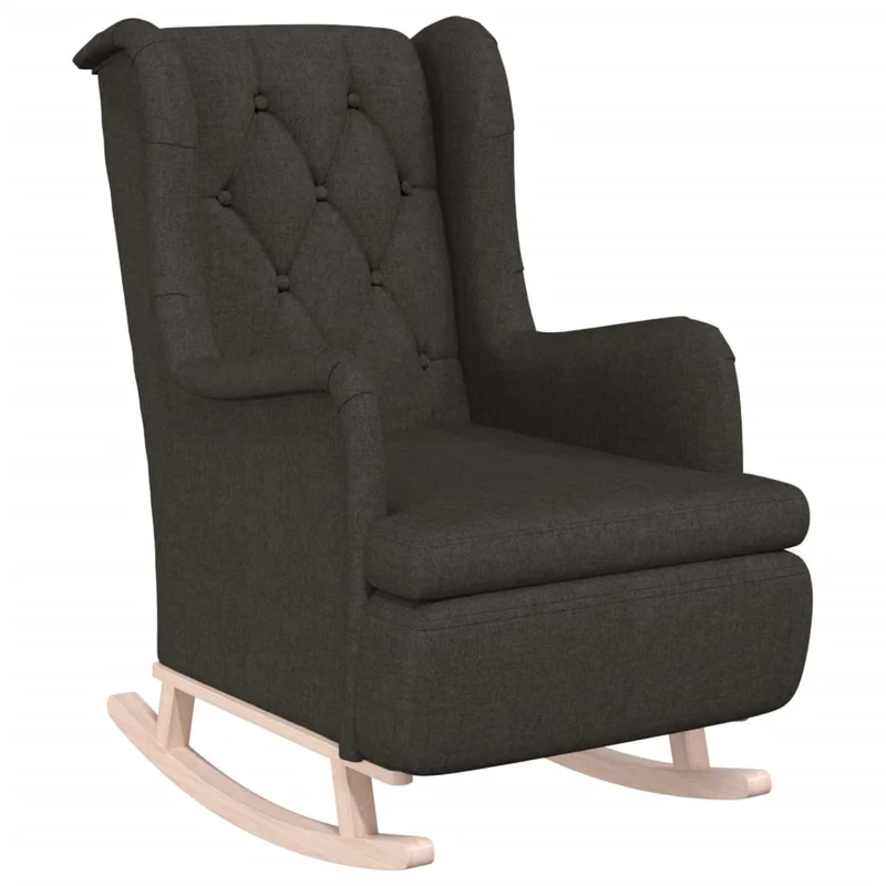 Fauteuil lounge design moderne avec pieds à bascule et repose-pieds en tissu gris foncé DEC026829