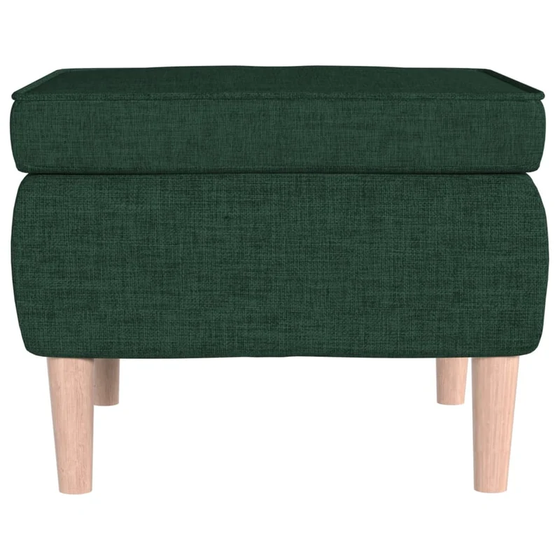 Tabouret assise repose-pieds avec pieds en bois et tissu vert foncé DEC026324