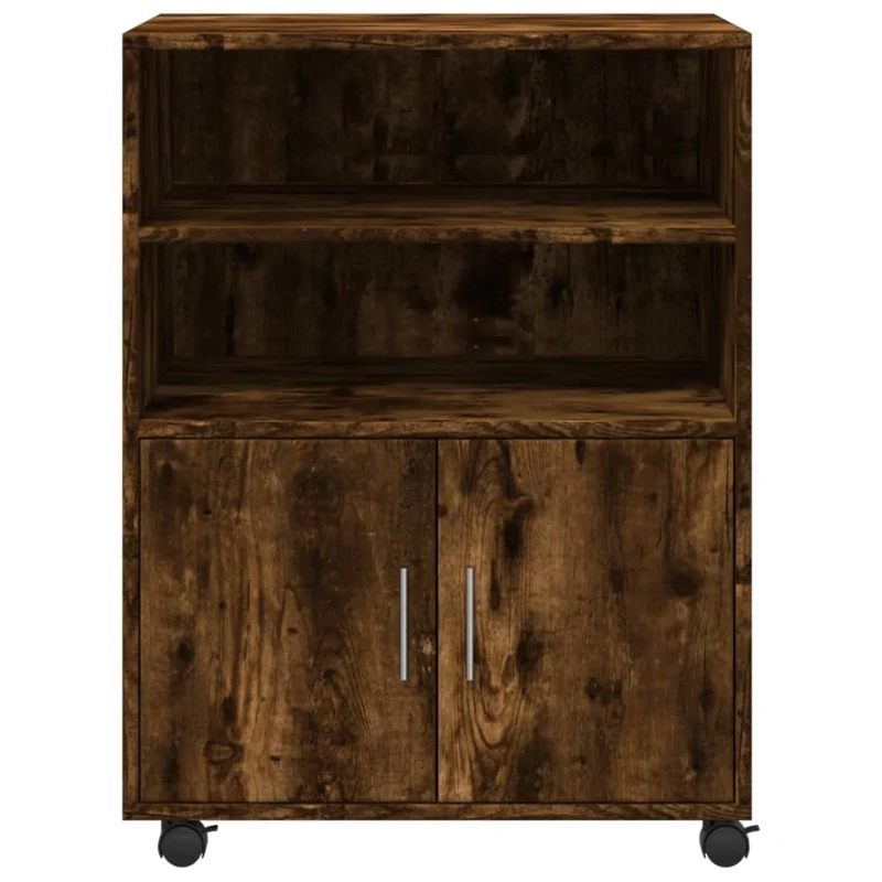 Meuble de bureau sur roulettes armoire de rangement bureau 60 x 48 x 81 cm bois d'ingénierie couleur chêne fumé DEC024492