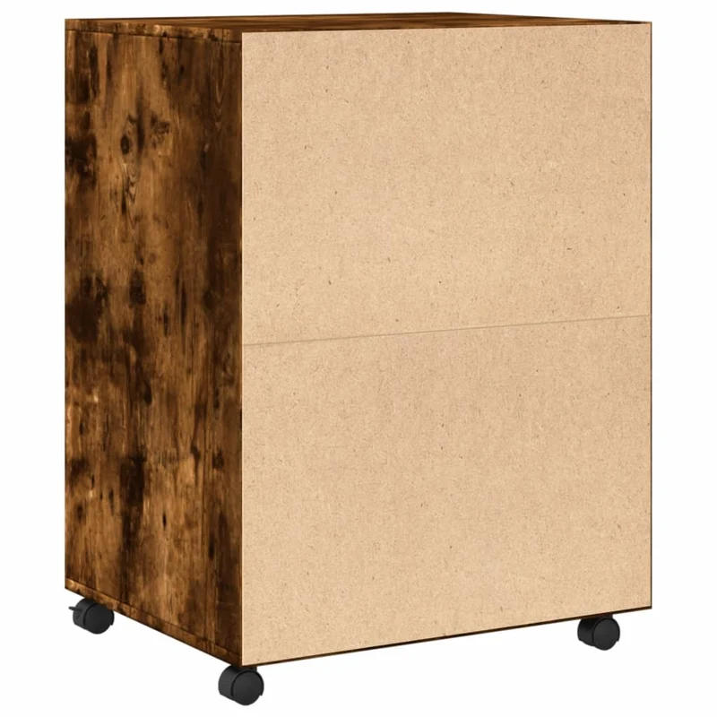 Meuble de bureau sur roulettes armoire de rangement bureau 60 x 48 x 81 cm bois d'ingénierie couleur chêne fumé DEC024492