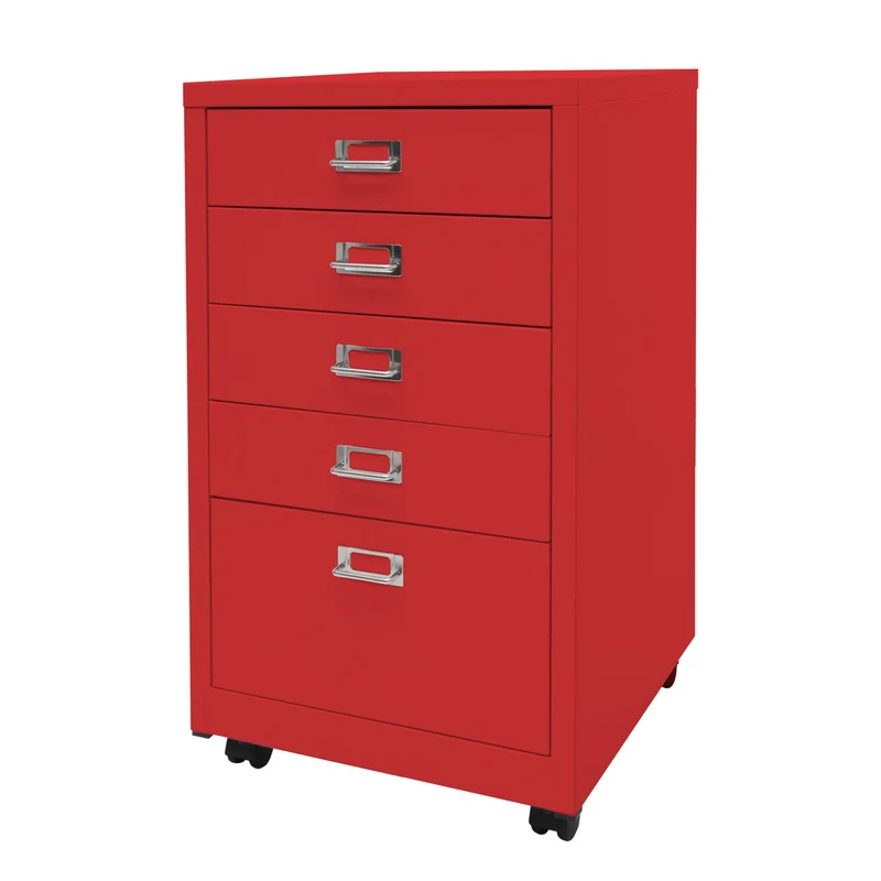Roll conteneur hwc-l49 armoire à tiroirs armoire en acier classeur métal 75 x 40 x 41 cm 5 tiroirs rouge 04_0008271