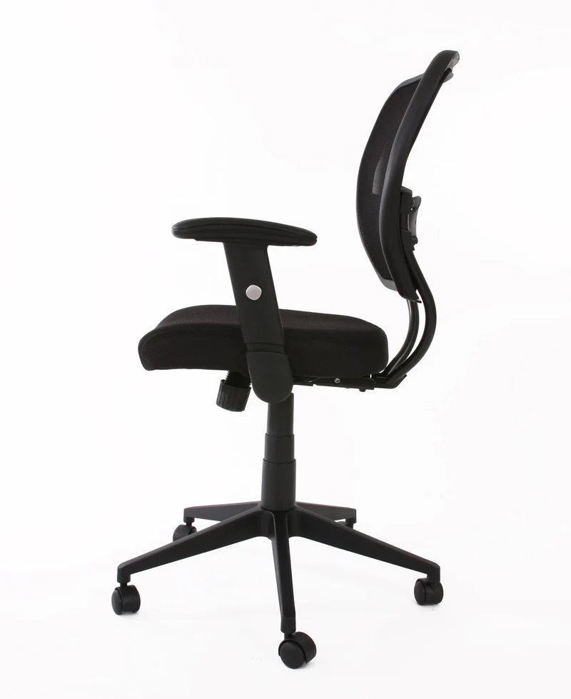 Fauteuil chaise de bureau sur roulettes pivotante en tissu mesh noir avec accoudoirs 04_0001910