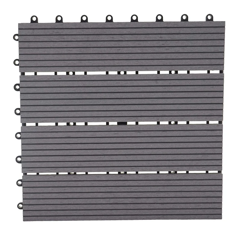 Dalles de terrasse x11 aspect bois en WPC 30x30cm clipsable 1m² balcon jardin extérieur gris 04_0005497