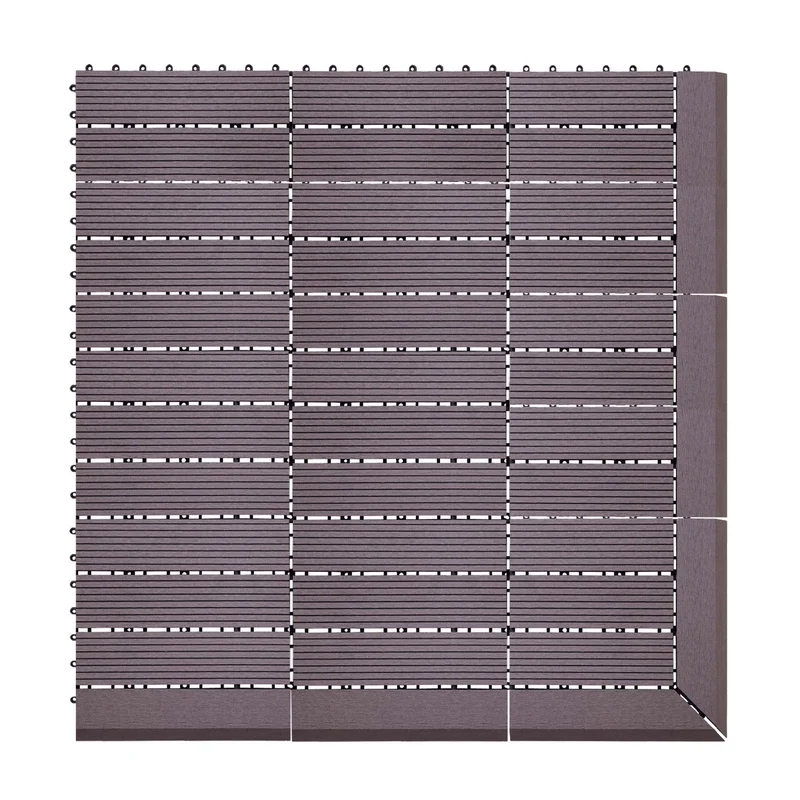 Dalles de terrasse x11 aspect bois en WPC 30x30cm clipsable 1m² balcon jardin extérieur gris 04_0005497