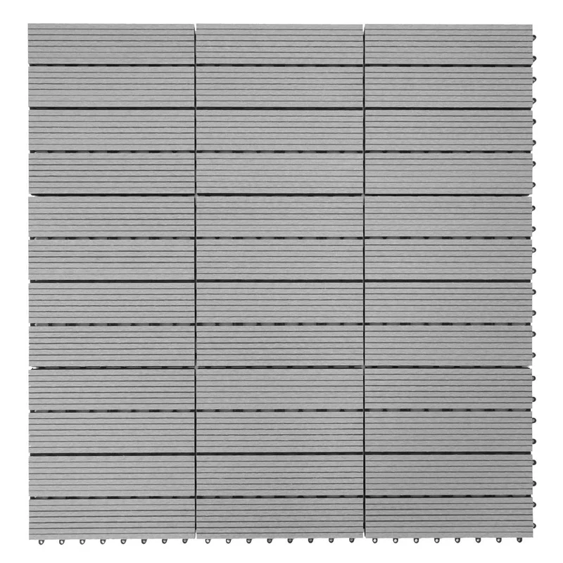 Dalles de terrasse x11 aspect bois en WPC 30x30cm clipsable 1m² balcon jardin extérieur gris 04_0005497